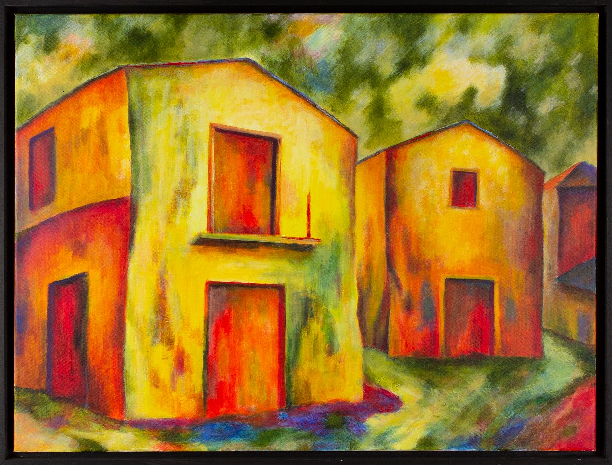 Zwei gelbe Häuser