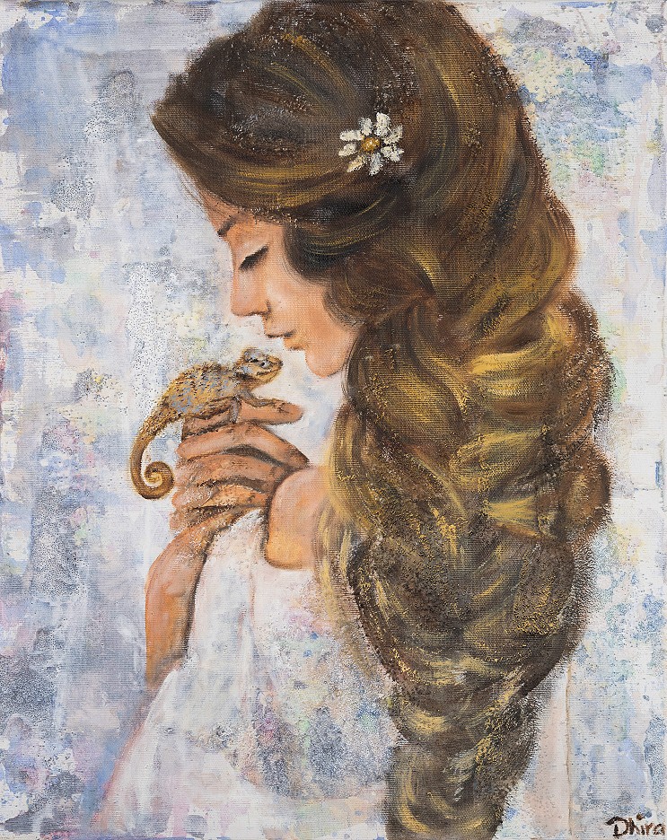 Girl with little lizard