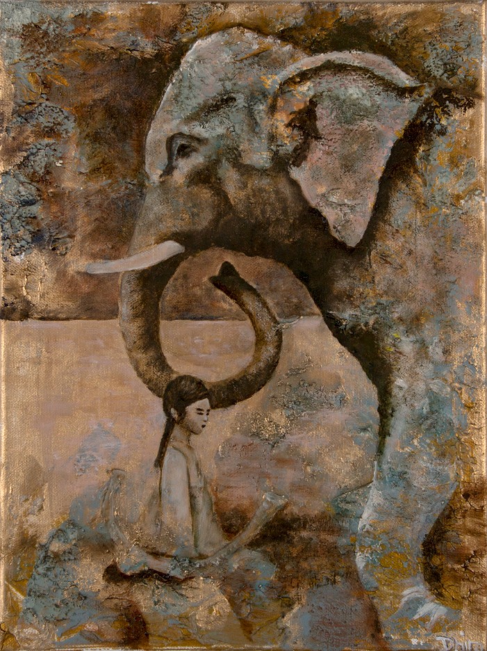 Elephant and monk